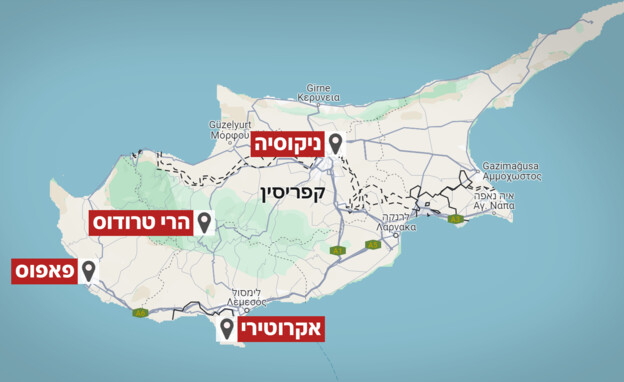 מטרות התקיפה האפשריות של חיזבאללה בקפריסין (צילום: google maps)