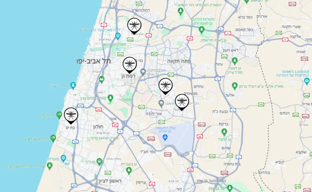 מפת קדחת הנילוס בישראל (צילום: גוגל מפות)