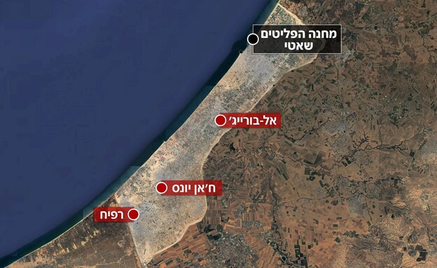 מפת עזה ומחנה הפליטים שאטי (צילום: google maps)