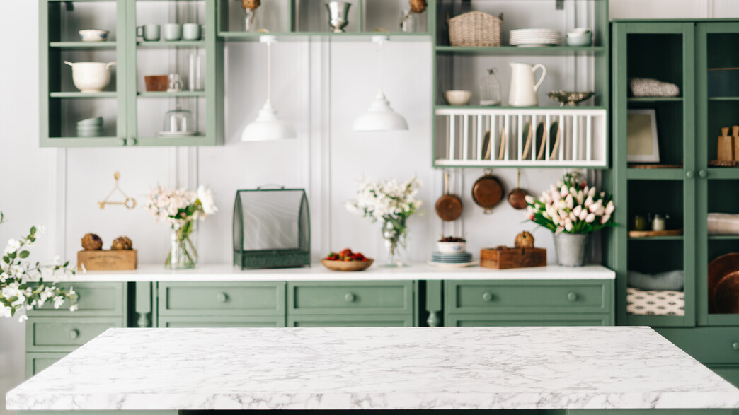 מטבח ירוק, שיש, משטח עבודה, אי מטבח מטבח ירוק, שיש, משטח עבודה, אי מטבח