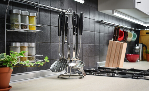 מטבח, שיש, מתקן סכינים, מתקן ששת, משטח עבודה (צילום: mama_mia, SHUTTERSTOCK)