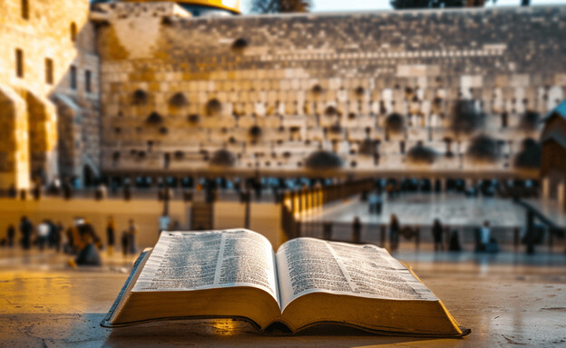 ספר תורה מול הכותל לקראת תפילת ערבית (הדמיה: mako)
