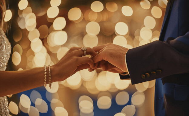 זוג מחזיק ידיים בחופה (הדמיה: mako)