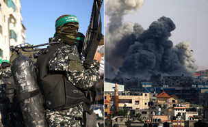 לפני ואחרי. תקיפה בעזה ומחבלי חמאס טרם המלחמה (צילום: MOHAMMED ABED/AFP via Getty Images)