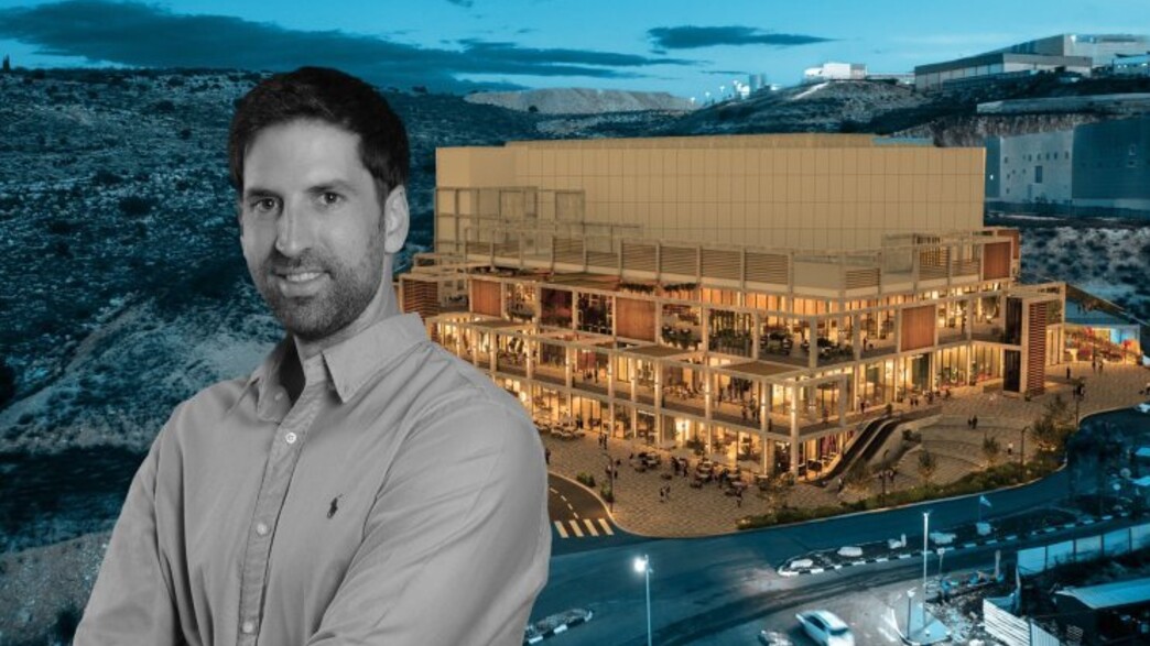 מנכל שמן נדל"ן דן שפי על רקע הדמיית המרלו"ג באריאל מנכל שמן נדל"ן דן שפי על רקע הדמיית המרלו"ג באריאל