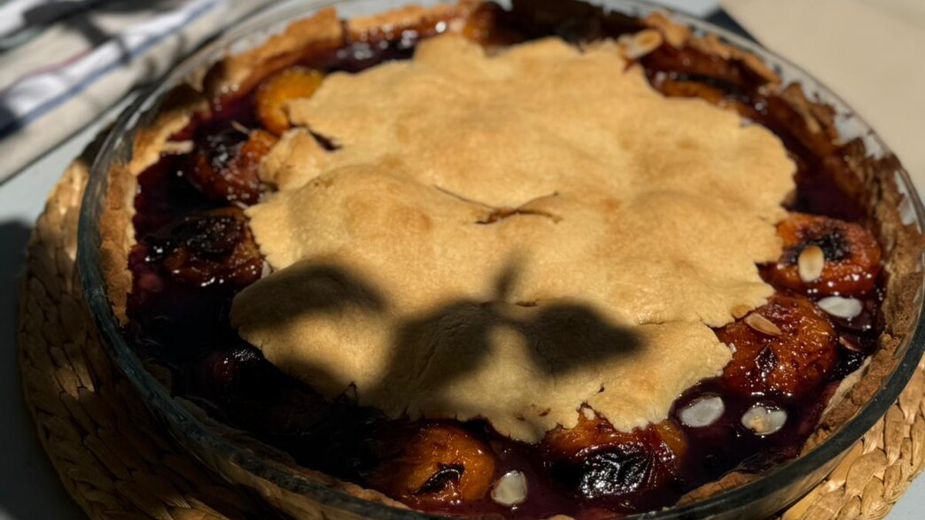 פאי משמשים וריבת שזיפים. עוגה של חופשה