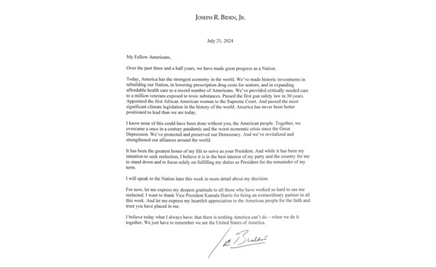 מכתב הפרישה של הנשיא ביידן