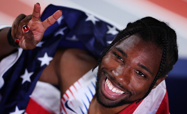 נואה ליילס באליפות העולם באתלטיקה באולם בגלזגו 2024 (צילום: Alex Pantling Getty Images)