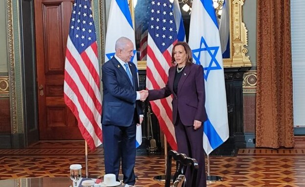 פגישת סגנית נשיא ארה"ב קמלה האריס וראש הממשלה בנימין נתניהו (צילום: חדשות 12)
