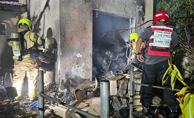 שרפה בבית פרטי בקצרין (צילום: כב"ה צפון)