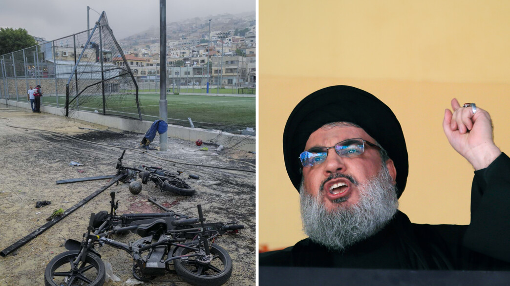 נסראללה וזירת האסון במג'דל שמס