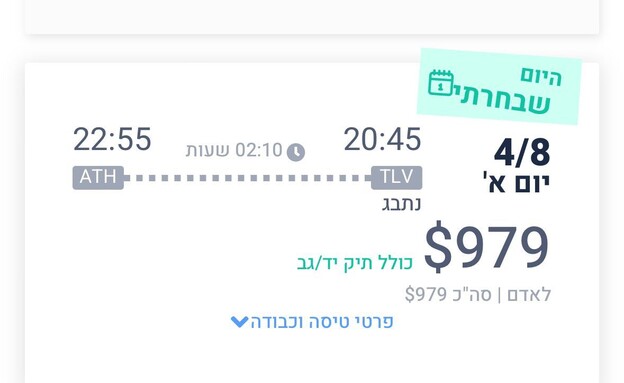 בצל ההסלמה והביטולים: מחיר הטיסה בכיוון אחד לאתונה