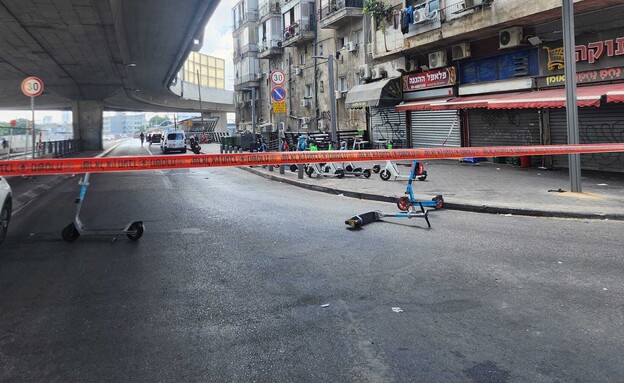 זירת הקטטה בת"א (צילום: דוברות משטרת ישראל)