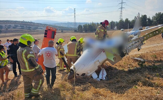 התרסקות מטוס סמוך לבנימינה (צילום: תיעוד מבצעי מד