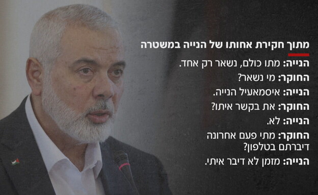 מתוך חקירת אחותו של איסמעיל הנייה (צילום: חדשות 12)