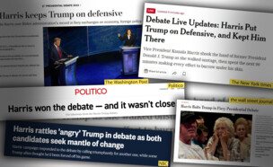 הכותרות בעולם לאחר העימות (צילום: The Washington Post, The New York times, Politico, NBC, The Wall Street Journal)