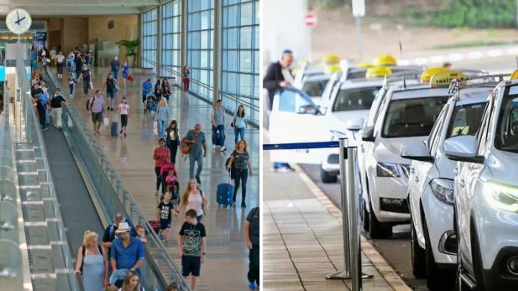 מוניות בנתב"ג (צילום: אבשלום שושני)