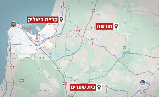 מיקומי הנפילות במטחים לצפון (צילום: Google maps)