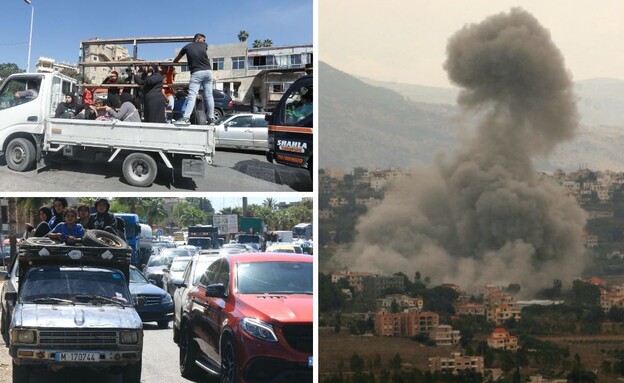 תקיפה בלבנון, לבנונים נמלטים (צילום: MAHMOUD ZAYYAT/RABIH DAHER/AFP via Getty Images)