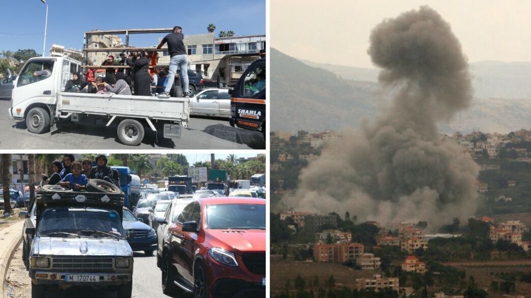 תקיפה בלבנון, לבנונים נמלטים (צילום: MAHMOUD ZAYYAT/RABIH DAHER/AFP via Getty Images)