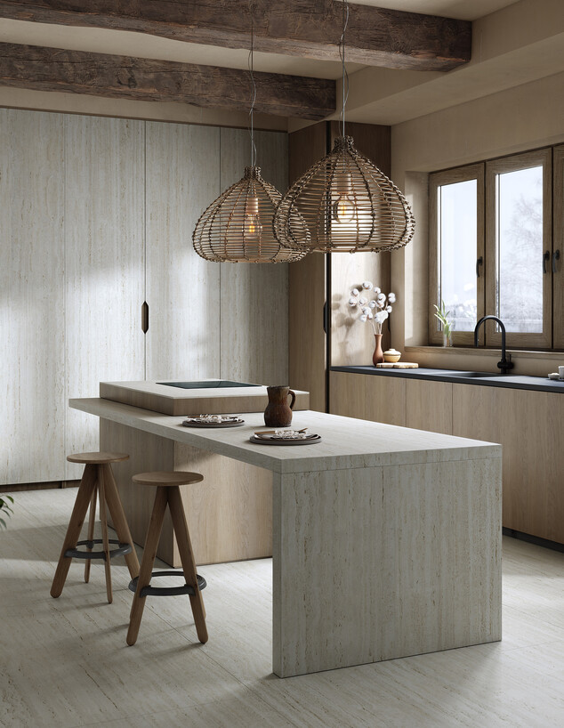 אבן הוא האפור החדש ג קוסנטינו - Kitchen Dekton דגם  Maromorio (צילום: יחצ קוסנטינו)