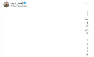 הציוץ החריג של דובר צה"ל בערבית (צילום: צילום מסך מתוך הטוויטר של אביחי אדרעי)