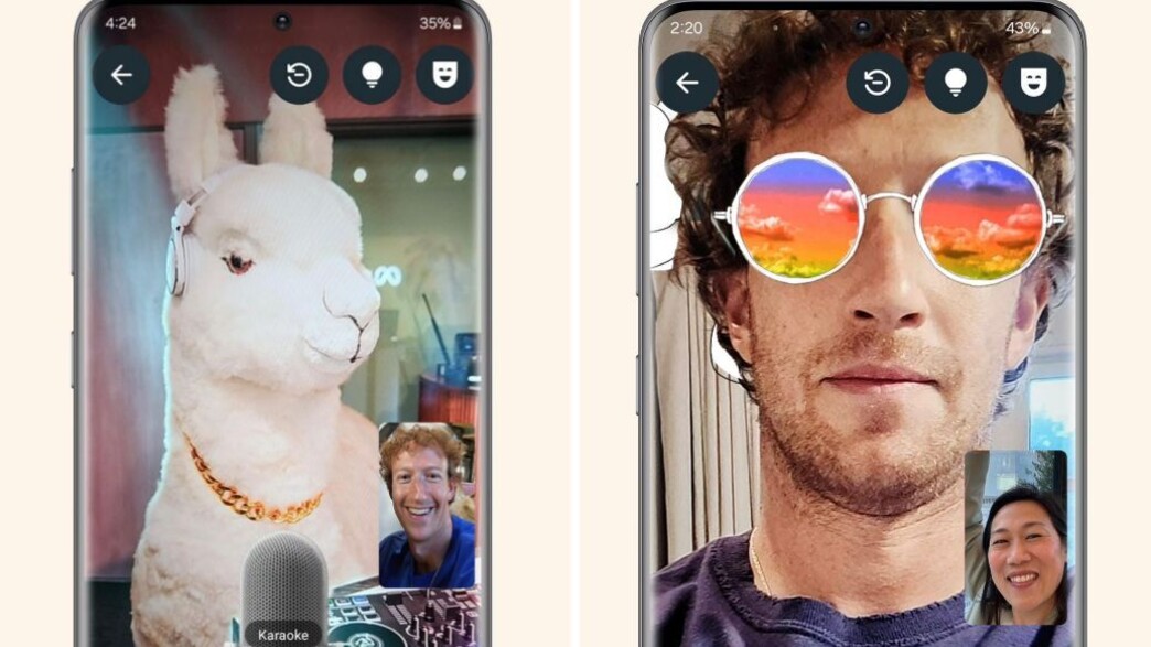 פילטרים בשיחות וידאו וואטסאפ (צילום: ערוץ הוואטסאפ של מארק צוקרברג)