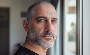 גבר עומד ליד החלון בבית (AI: mako)