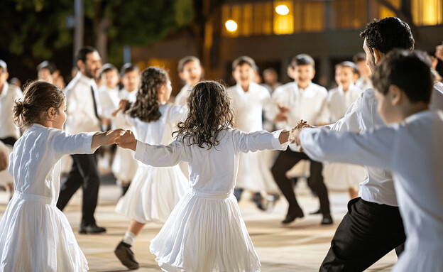 ילדים חוגגים בשמחת תורה (הדמיה: mako)