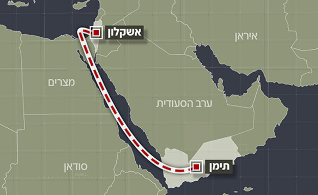 מסלול הכטב"מ שנשלח מיתמן וחדר לאשקלון