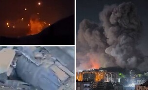 התקיפות והשרידים על הקרקע (צילום: מתוך תיעוד שעלה ברשתות החברתיות, שימוש לפי סעיף 27א' לחוק זכויות יוצרים)