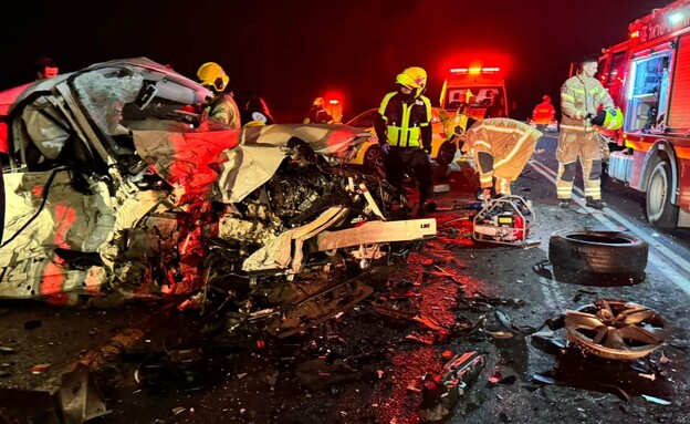 אחד מהרכבים המעורבים בתאונה