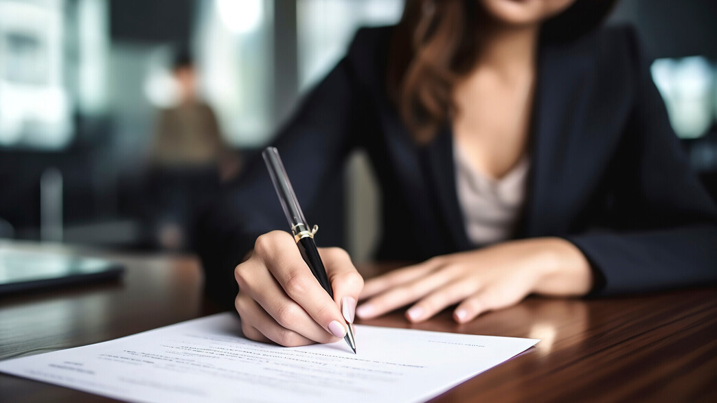 אישה חותמת על צוואה