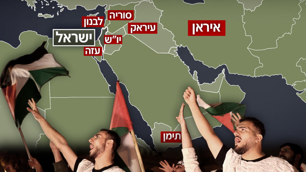 אזרחים איראנים על רקע מפת המזה"ת אזרחים איראנים על רקע מפת המזה"ת