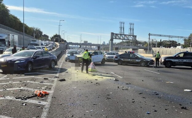 מעצר של שב"ח שניסה להימלט בנתיבי איילון (צילום: דוברות המשטרה)