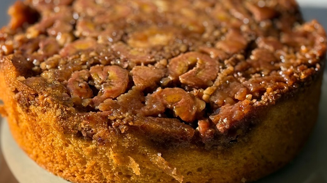 עוגת בננות מייפל הפוכה