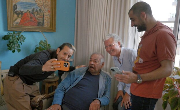 ציון ברוך, משה אדרי ואסי ישראלוף עם זאב רווח (צילום: באדיבות הוט 8, יס ישראלי ויונייטד קינג - משה וליאון אדרי)