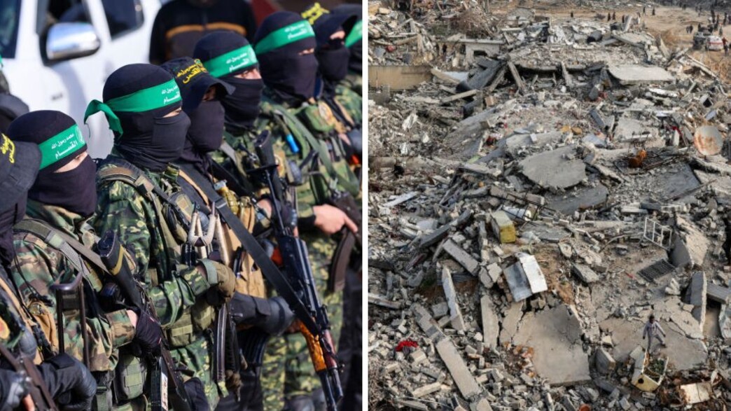 ההרס ברצועה, מחבלי חמאס (צילום: ABOOD ABUSALAMA | OMAR AL-QATTAA/Middle East Images/AFP via Getty Images)
