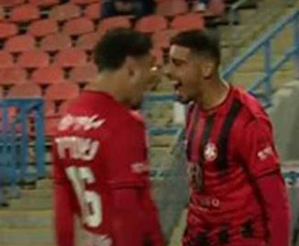 התפספס בירושלים. בוסקילה חוגג גול במדי הפועל ר“ג (צילום מסך) (צילום: ספורט 5)