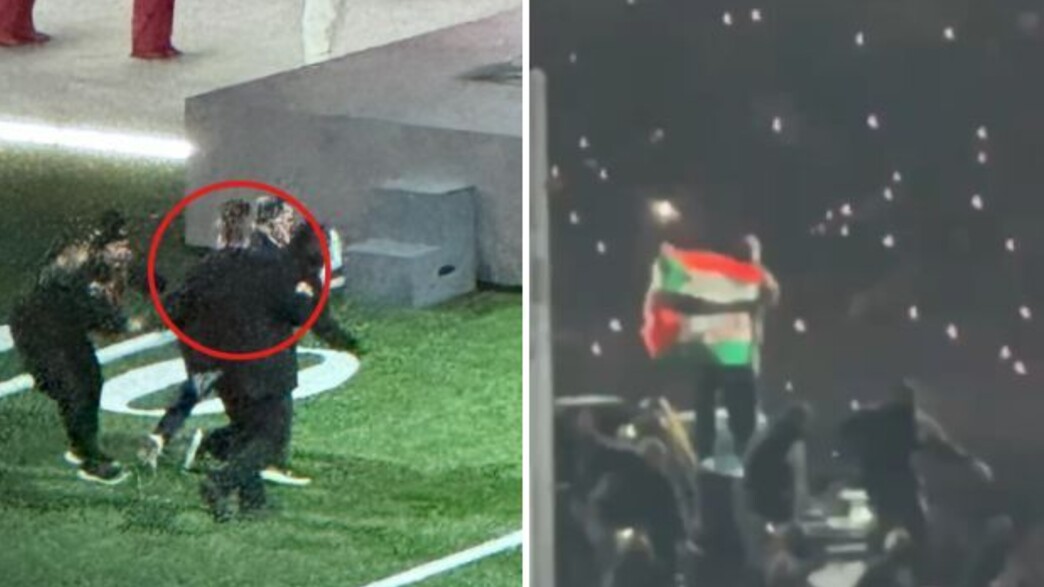 מפגין פרו פלסטיני בסופרבול מפגין פרו פלסטיני בסופרבול