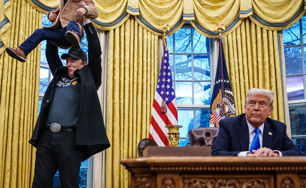 אילון מאסק ובנו בבית הלבן (צילום: andrew harnik, Getty images)