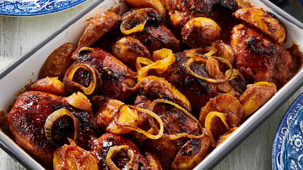 פרגיות ותפוחי אדמה ברוטב סויה ותמרים