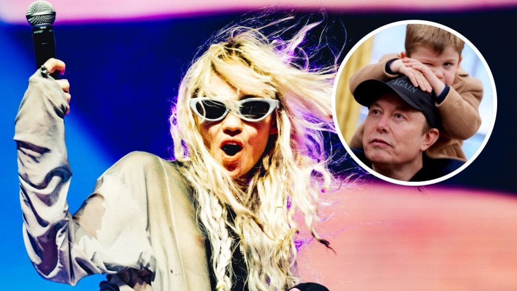 גריימס (בעיגול: אילון מאסק והבן המשותף עם גריימס)