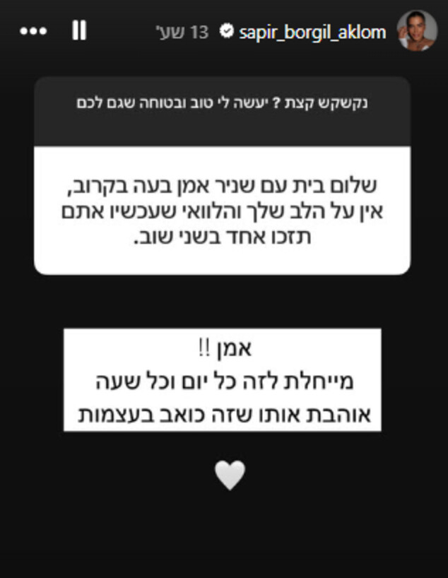 הסטורי של ספיר בורגיל (צילום: מתוך 