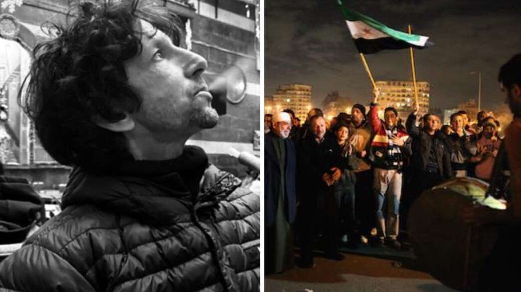 קריאות להפגנה נגד איתי אנגל בסוריה (צילום: הפגנה: אימג'בנק/GettyImages, מקור: getty images; איתי אנגל: מתוך: חשבון ה-X של איתי אנגל)