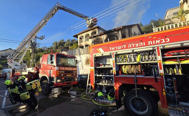 שרפה בוילה בטבריה (צילום: תיעוד מבצעי מד