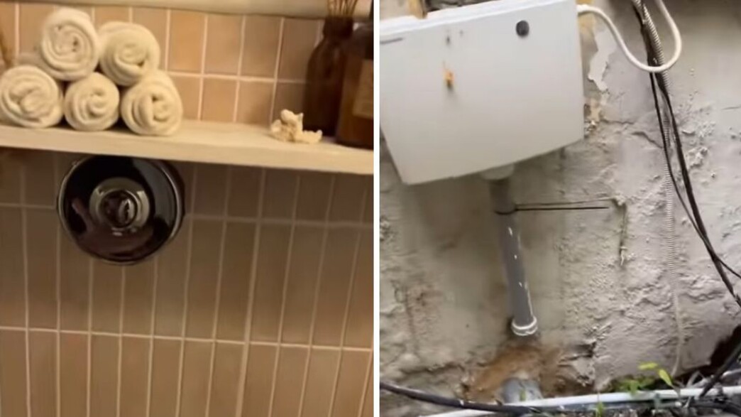 אסלה עם מיכל הדחה סמוי על אמת