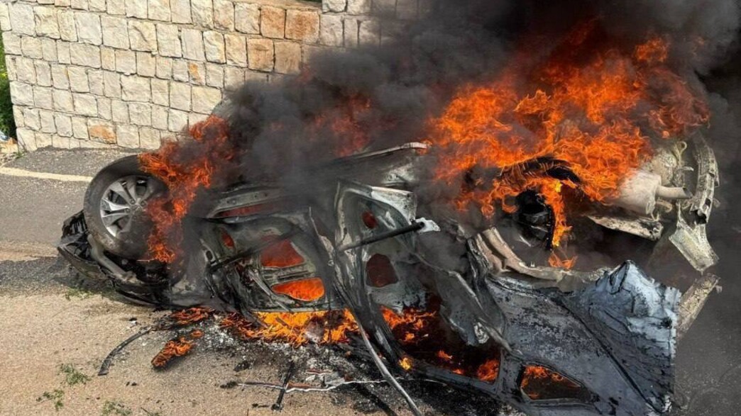 רכב שהותקף בידי כטב"ם באזור צור