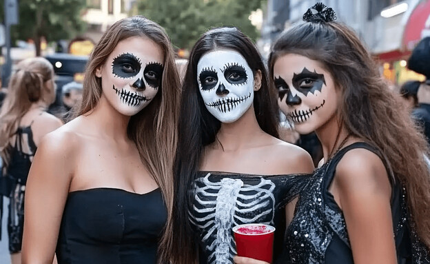 נשים מחופשות בחגיגות פורים 2025