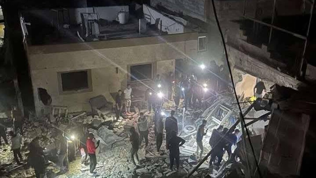 מבנה שהותקף בנוסיראת במרכז הרצועה